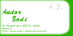 andor bodi business card